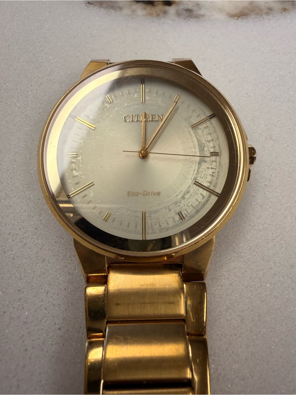 Citizen Axiom Eco-Drive Gold Tone Champagne Dial Watch Model BJ6512-56P - Picture 2 of 14